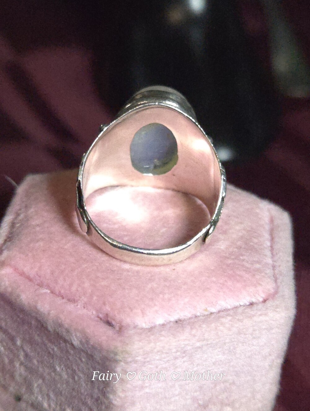 Vintage Sterling Silver 7ct Rainbow Moonstone Leaf Statement Ring Sz 8 - Picture 6 of 9